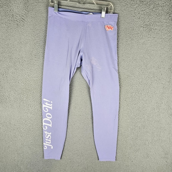 Nike Sportswear Retro Fem Just Do It Leggings Womens Medium Purple Elastic Waist - Picture 1 of 11